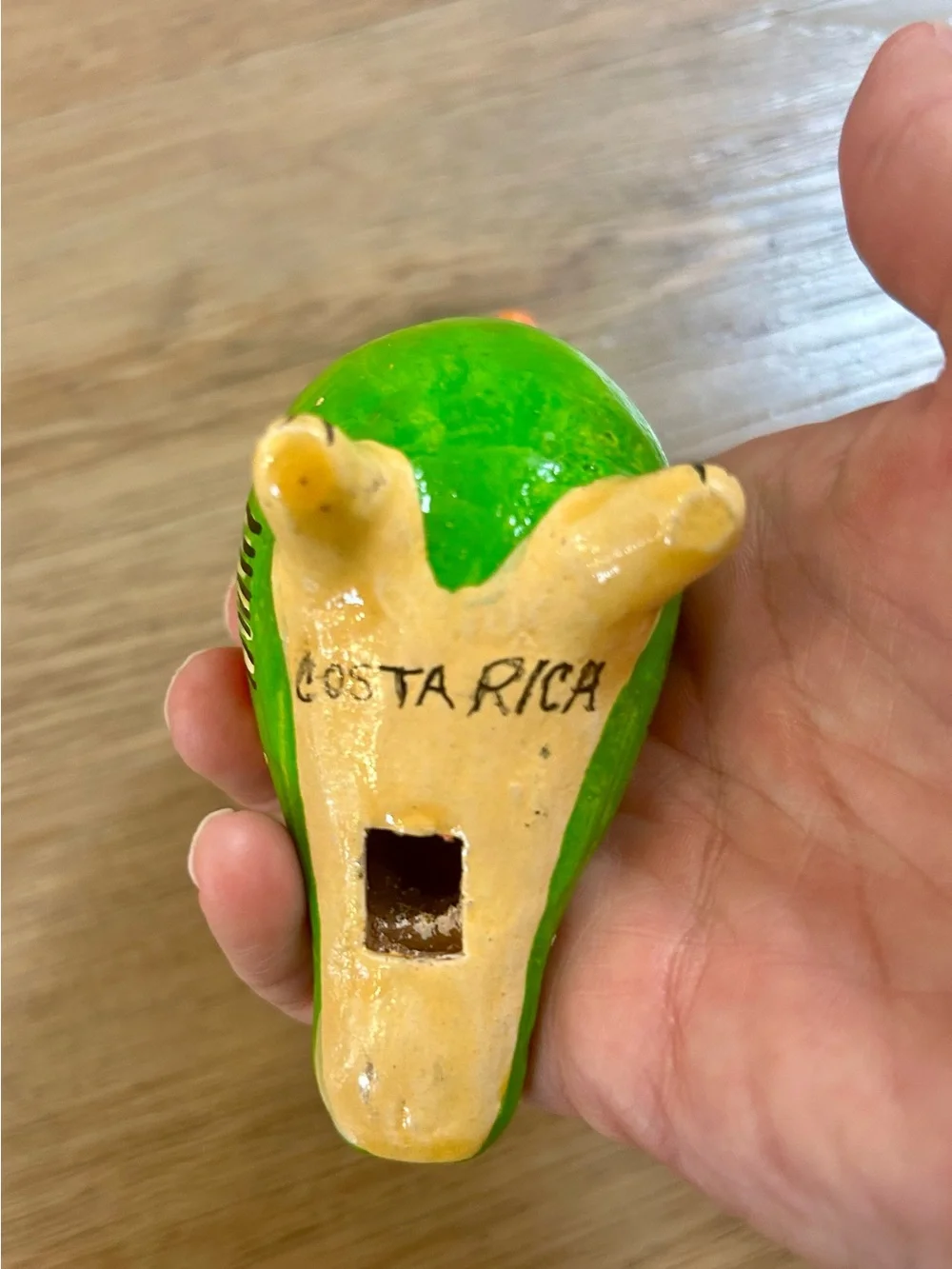 VTG Costa Rica Clay Bird Whistle Ocarina Hand Painted Toucan Parrot Folk Art